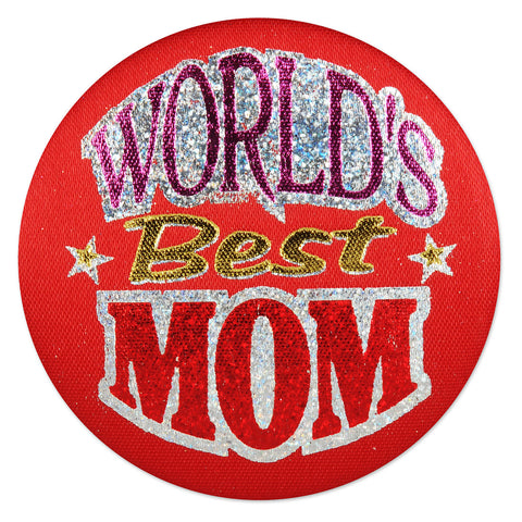 World's Best Mom Satin Button, Size 2"