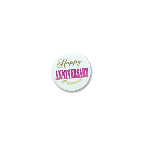 Happy Anniversary Satin Button, Size 2"