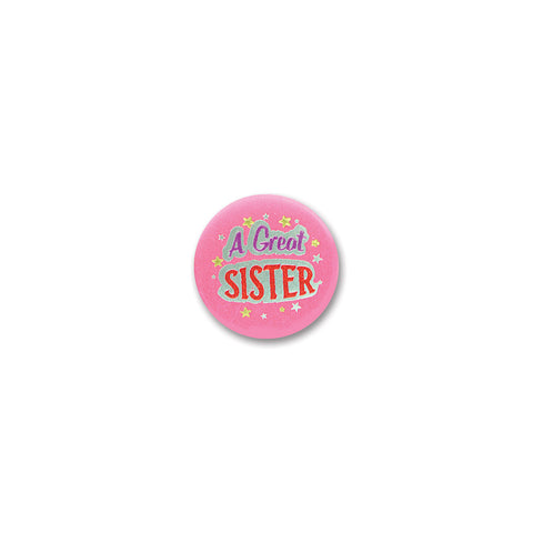 A Great Sister Satin Button, Size 2"