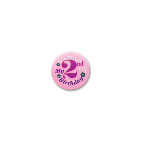 My 2nd Birthday Satin Button, Size 2"