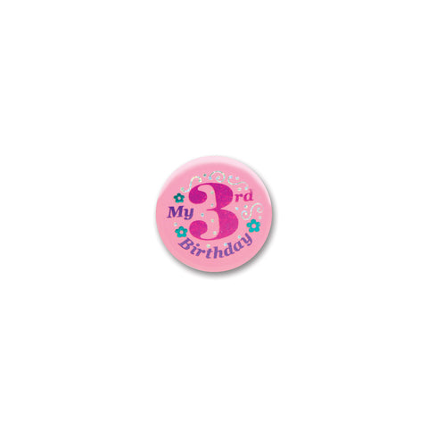 My 3rd Birthday Satin Button, Size 2"