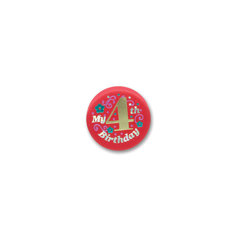 My 4th Birthday Satin Button, Size 2"