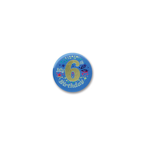 My 6th Birthday Satin Button, Size 2"