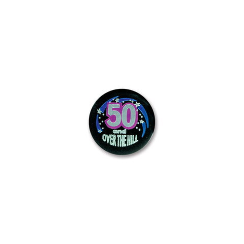50 & Over The Hill Satin Button, Size 2"