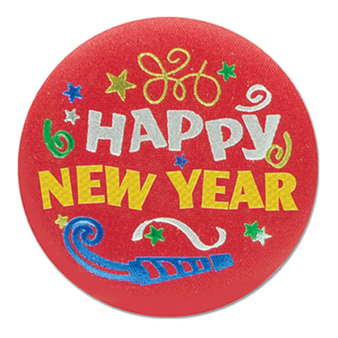 Happy New Year Satin Button, Size 2"