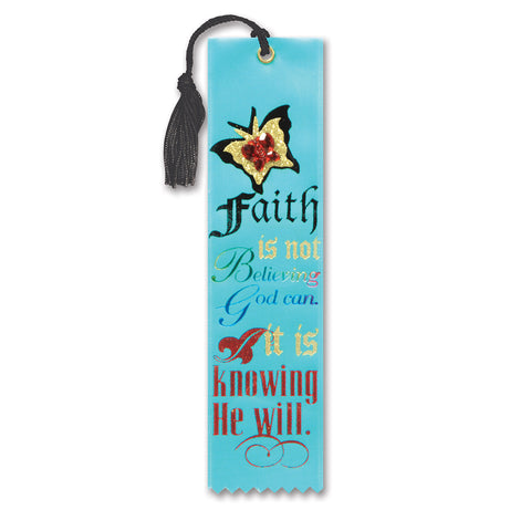 Faith Knowing He Will Jeweled Bookmark, Size 2" x 7¾"