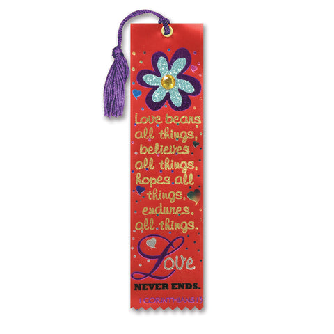 Love Bears All Things Jeweled Bookmark, Size 2" x 7¾"
