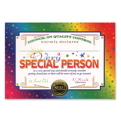 Very Special Person Certificate, Size 5" x 7"