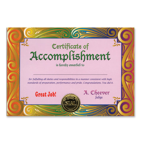 Certificate Of Accomplishment, Size 5" x 7"