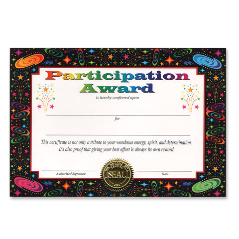 Participation Award Certificate, Size 5" x 7"