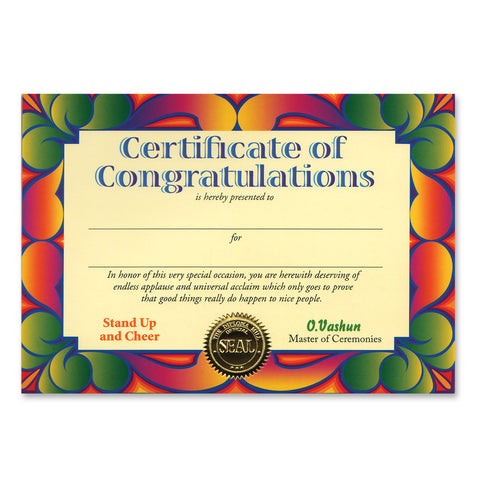 Certificate Of Congratulations, Size 5" x 7"