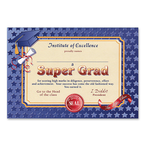 Super Grad Certificate, Size 5" x 7"