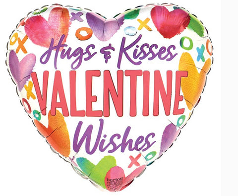 17” Corazón, San Valentin, Diseño Sweet Wishes Hug & Kisses