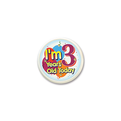 I'm 3 Years Old Today Flashing Button, Size 2½"