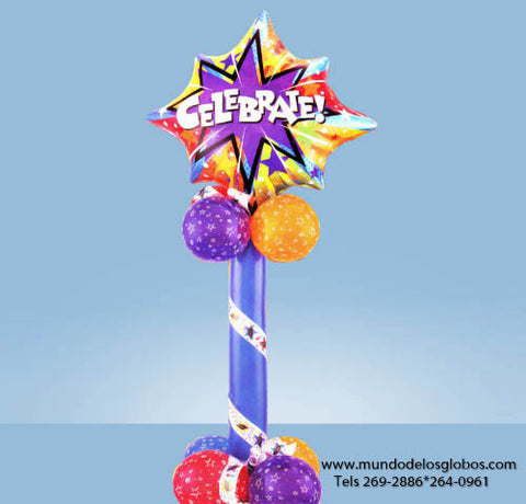 Pilastra de Globos con Estrella Celebrate!, Globos de Colores