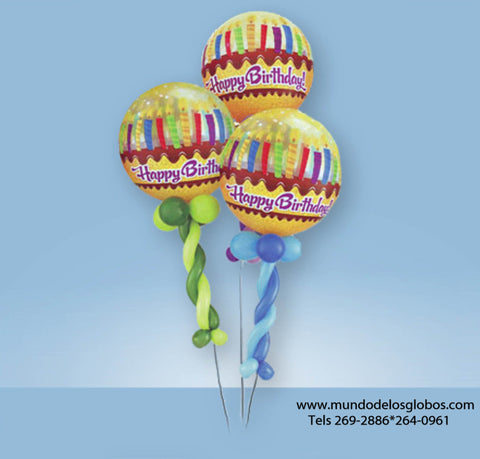 Bouquet Happy Birthday en Forma de Maracas y Globos de Pastel