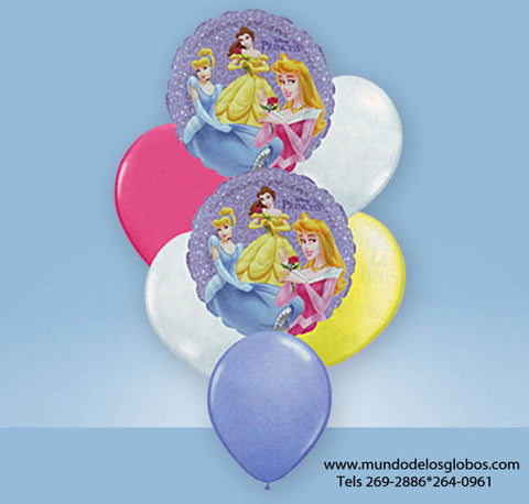 Bouquet de Disney Princesses con Globos de Colores