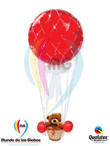 Globo aerostático de 3 pies personalizable con globos en canasta y peluche