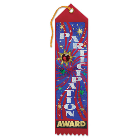 Participation Award Jeweled Ribbon, Size 2" x 8"