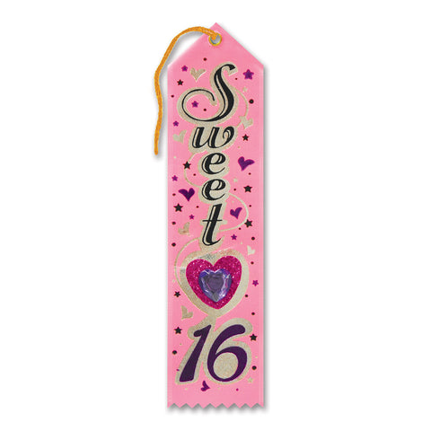Sweet Sixteen Jeweled Ribbon, Size 2" x 8"