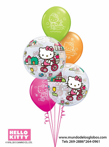 Bouquet Hello Kitty de Burbujas y Globos de Colores