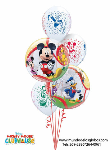 Bouquet de Mickey, Minnie, Donald, Daisy, Goofy y Pluto de Burbujas y Globos, Disney's Club House