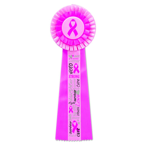 Pink Ribbon Deluxe Rosette, Size 4½" x 13½"
