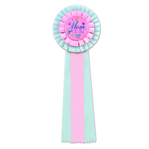 Pink/Blue Mom To Be Deluxe Rosette, Size 4½" x 13½"