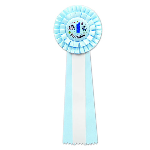 Blue My 1st Birthday Deluxe Rosette, Size 4½" x 13½"