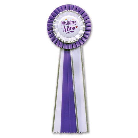Mis Quince Anos Deluxe Rosette, Size 4½" x 13½"