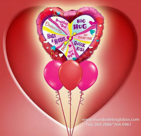 Bouquet de Corazon Gigante Big Hug, Quick Kiss con Hugs & Kisses, Happy Valentine's Day