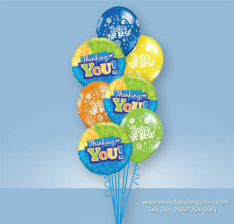 Bouquet Thinking of You con Globos de Colores You are the Best!