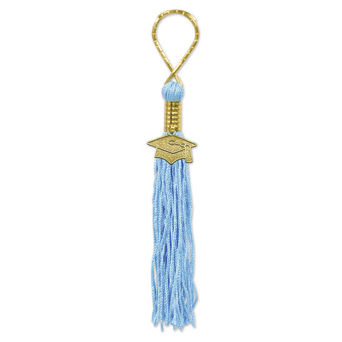 Light Blue Tassel Keychain, Size 5½"