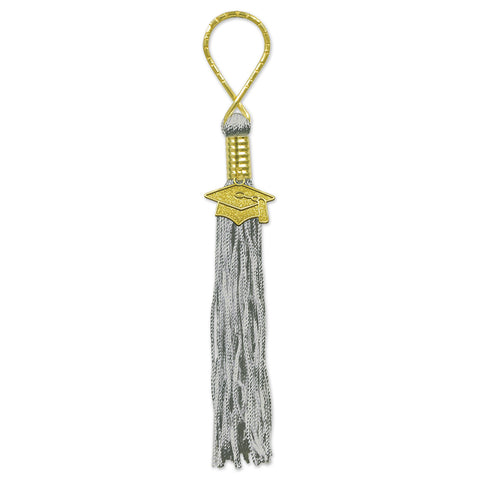 Silver/Gray Tassel Keychain, Size 5½"