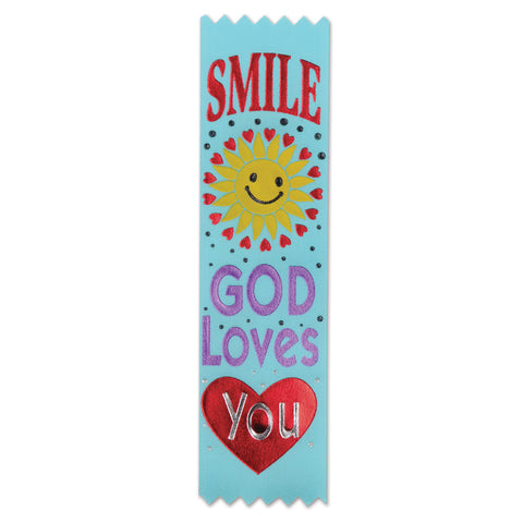 Smile, God Loves You Value Pack Cinta de Premio, Size 1½" x 6¼"